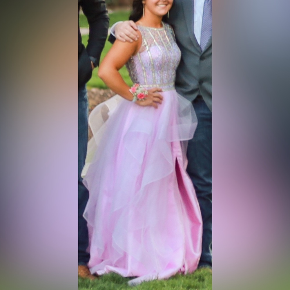 Elegant Lavender Gown with Beaded Bodice